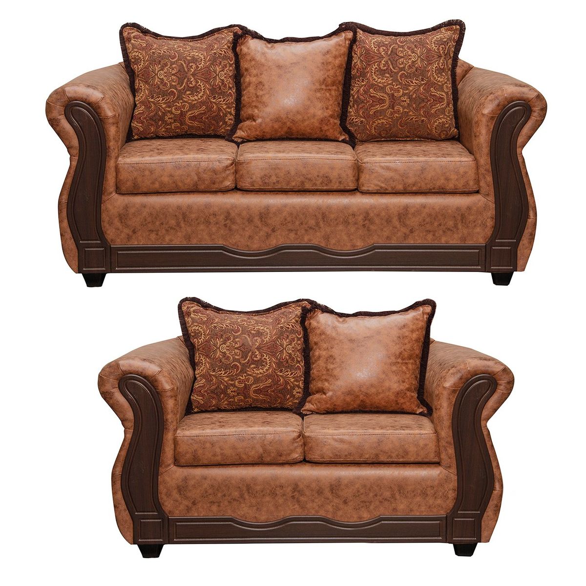 BLACK FACTORY - Juego de Living 3 2 Sofia PU Terracota