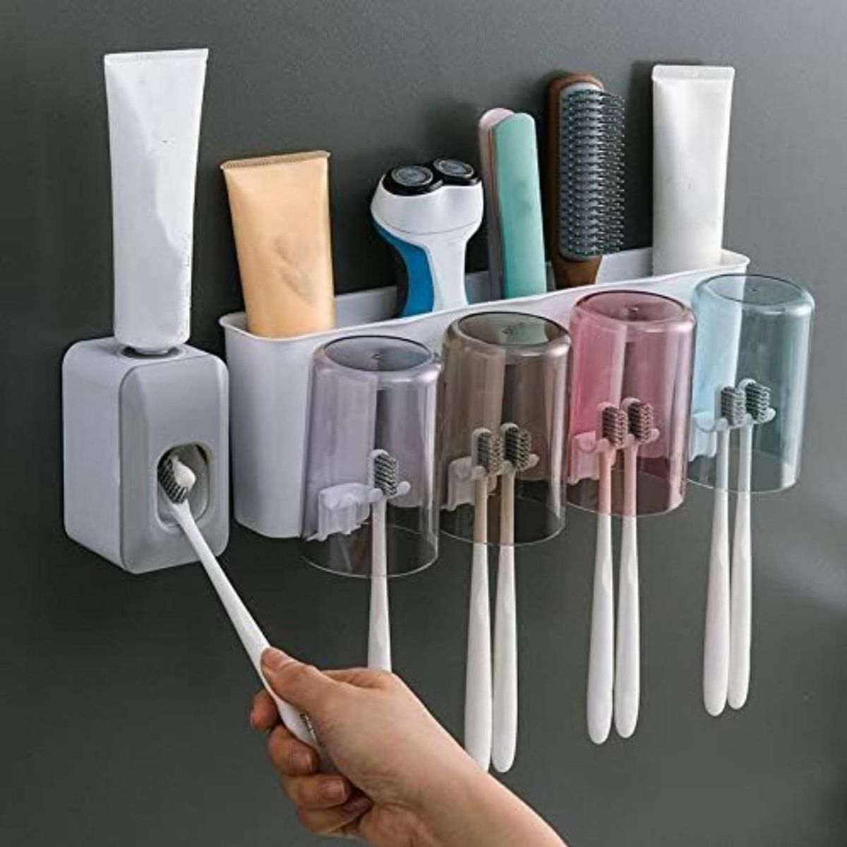 GENERICO - Dispensador Pasta Dental Y Porta Cepillos De Dientes