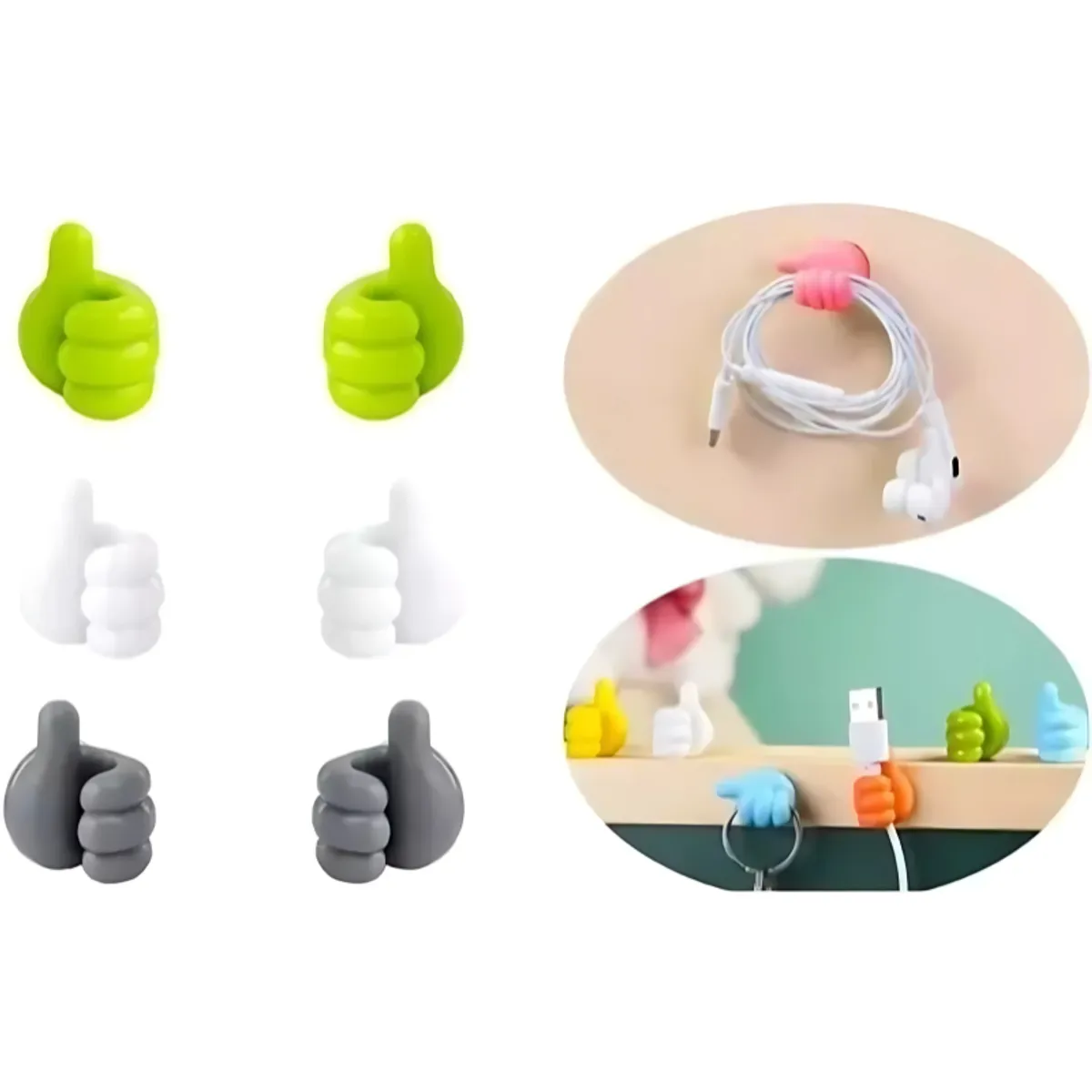 GENERICO - 6 Clips Organizadores Cables Notebook Llaves Auriculares