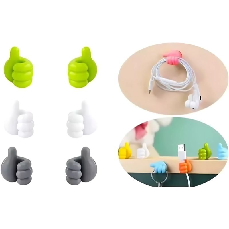 GENERICO - 6 Clips Organizadores Cables Notebook Llaves Auriculares