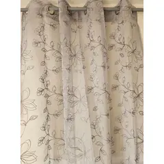 GENERICO - Set de Cortinas Visillo tipo Velo - 2 Paños 140x230cm Gris Flores