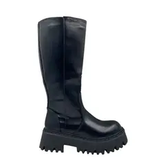 PAND G - Bota Negra Plataforma Mujer