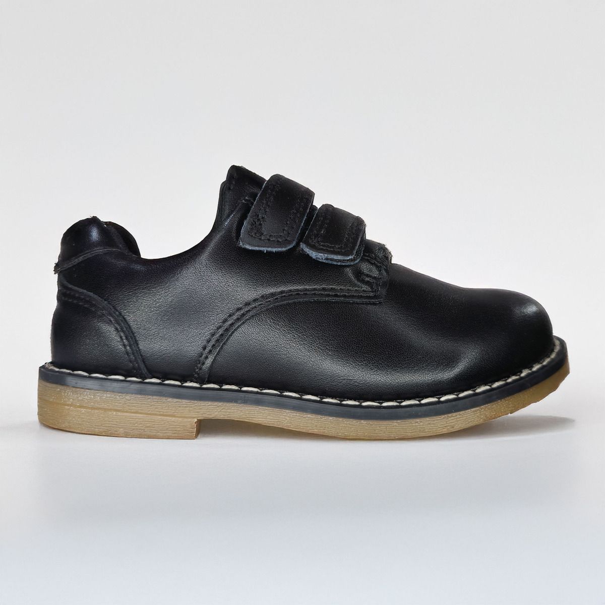 ARMONIA - Zapato Escolar de cuero Resistente Ajuste Velcro Negro 28-41 7056