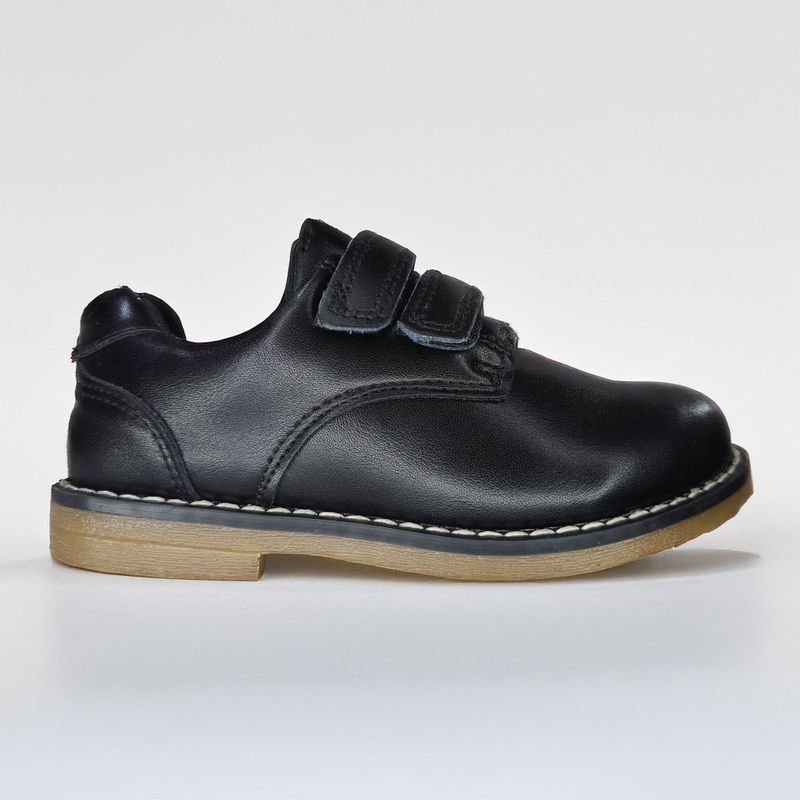 ARMONIA - Zapato Escolar de cuero Resistente Ajuste Velcro Negro 28-41 7056