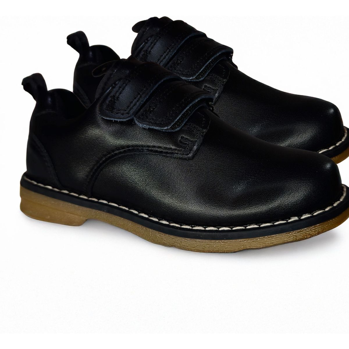 ARMONIA - Zapato Escolar de cuero Resistente Ajuste Velcro Negro 28-41 7056