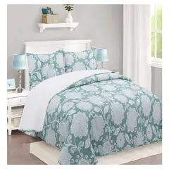 COMPRAPO - Cubrecama Quilt Sherpa 2 Pzas. Mod. Mandala Menta Fundas 50x70 Cm