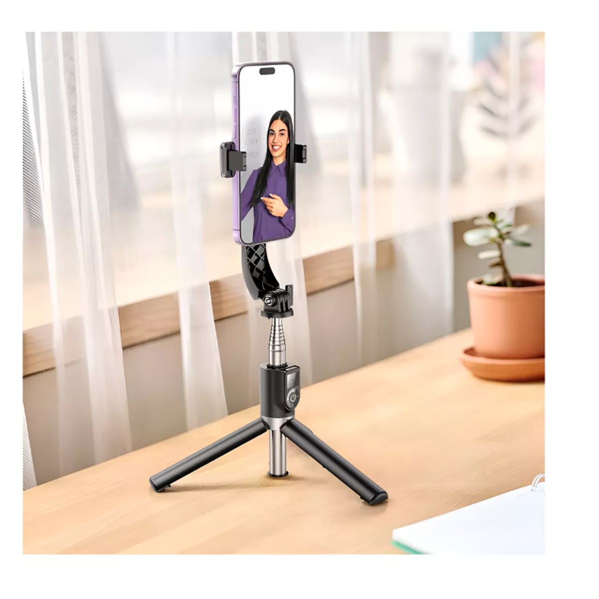 GENERICO - Palo Selfie Baston Selfie Trípode Extensible Bluetooth Rosa