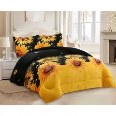 GENERICO - Plumon 2 plaza NEGRO GIRASOL PLUSH con chiporro TF YHN03