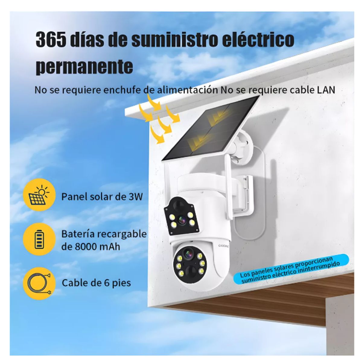 GENERICO - Cámara Seguridad Solar Doble Lente
