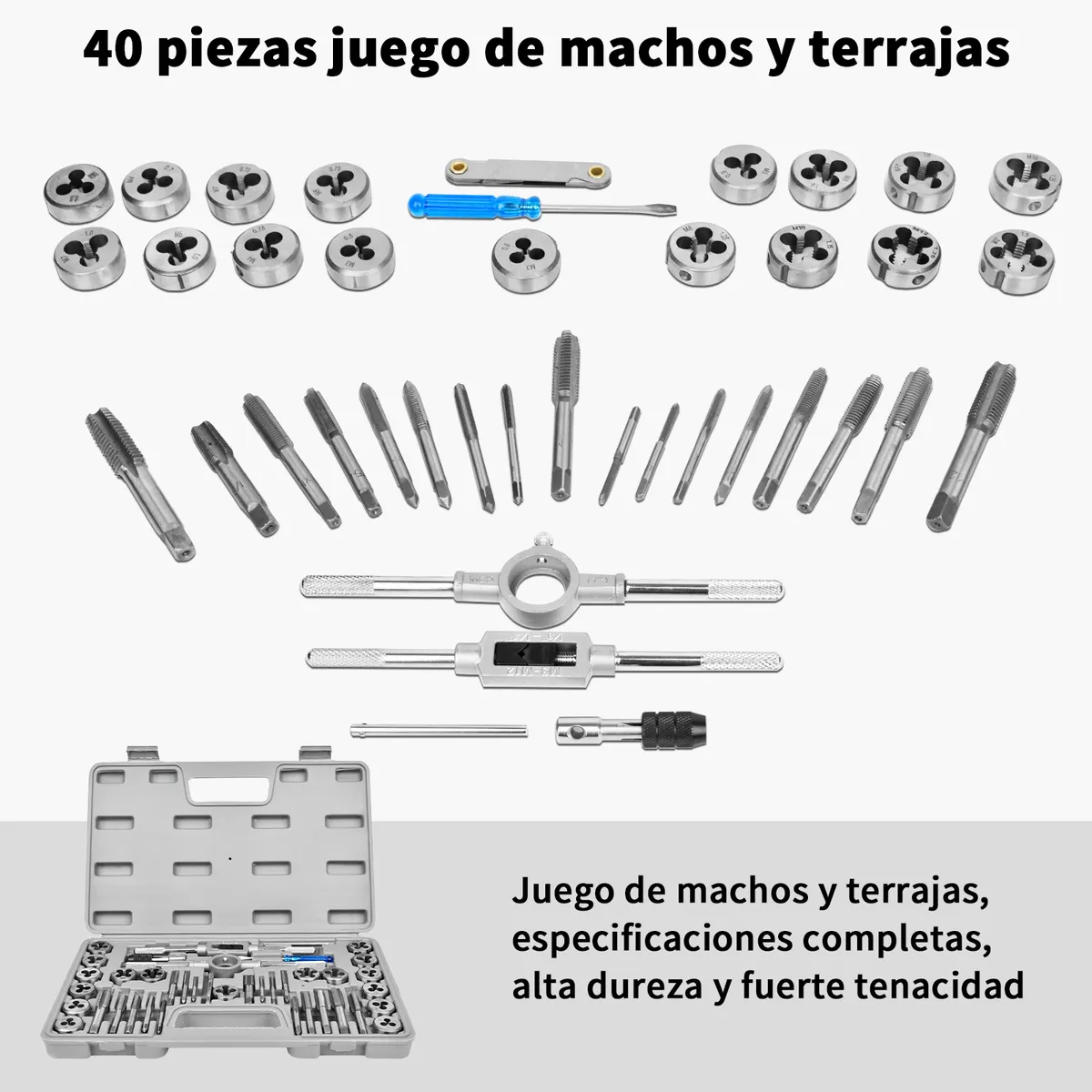 AIZO - Set De Machuelos Y Terraja Métrico De Acero M3-m12 40pzs