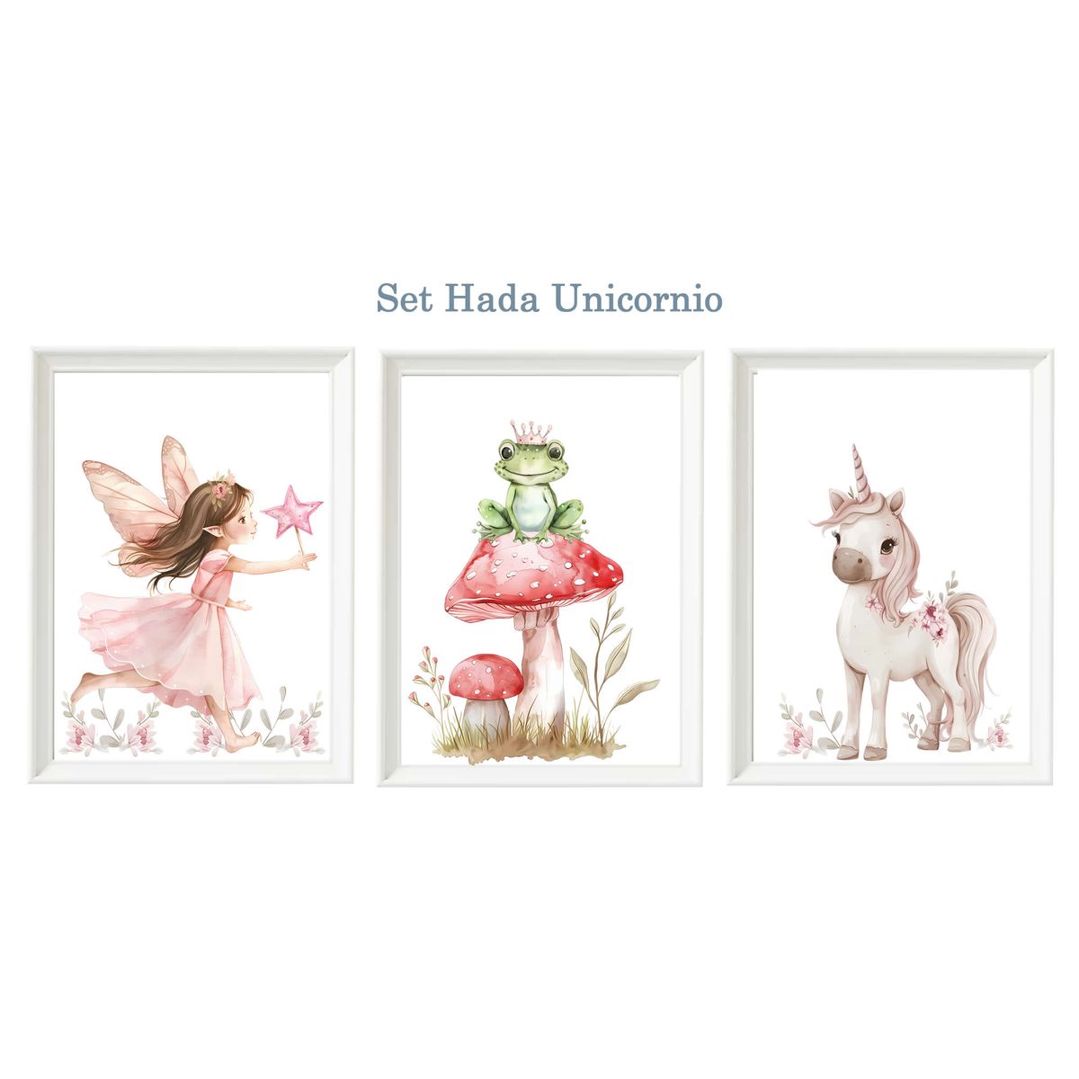 DECORACION CREATIVA - Set Cuadro Infantil niña - Hada Unicornio