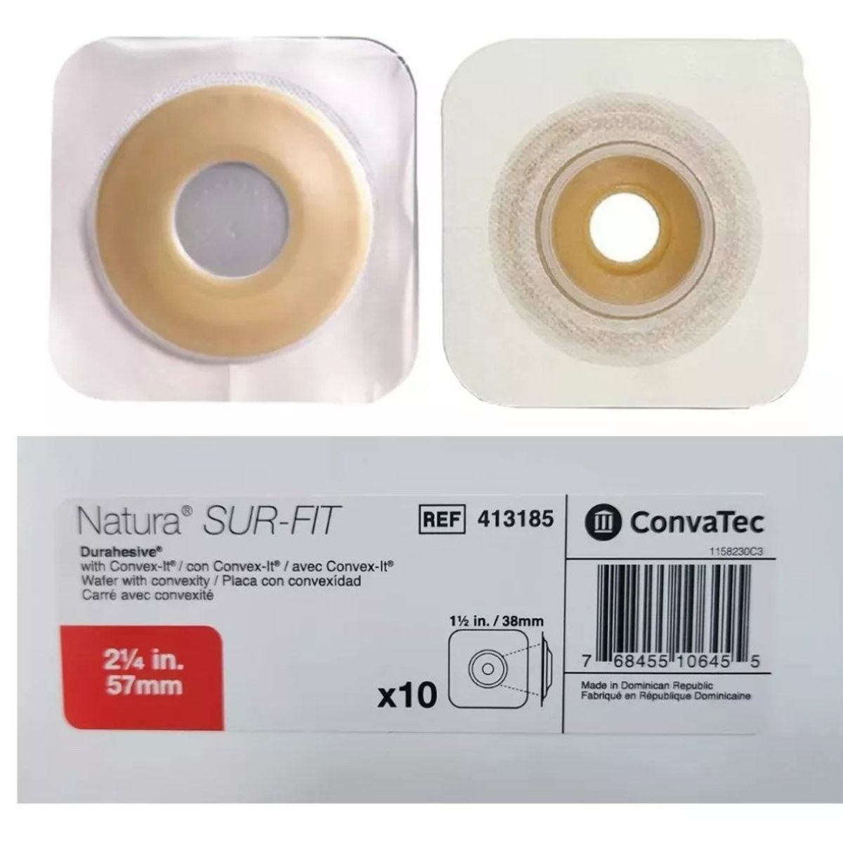 CONVATEC - CAJA X 10 PLACA NATURA CONVEXA PRECORTADA 38/57 MM