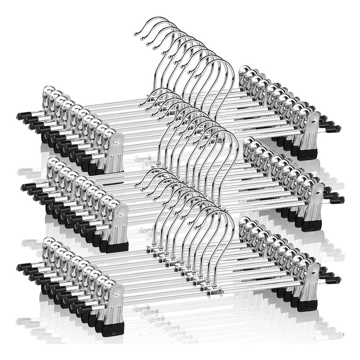 KUANGYE - Pack 30 Colgadores Ganchos Metalicos Con Pinza Para Pantalon