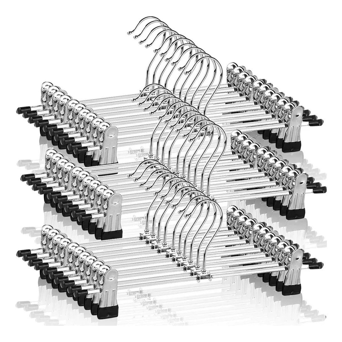 KUANGYE - Pack 30 Colgadores Ganchos Metalicos Con Pinza Para Pantalon
