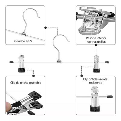 Imagen 2 del producto Pack 30 Colgadores Ganchos Metalicos Con Pinza Para Pantalon