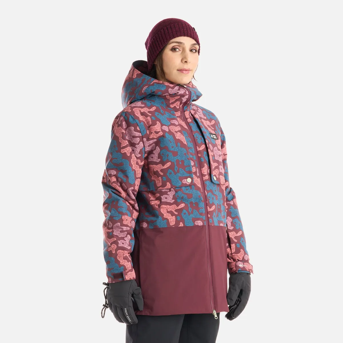 HAKA HONU - Chaqueta Mujer Yeti Print Burdeo Haka Honu