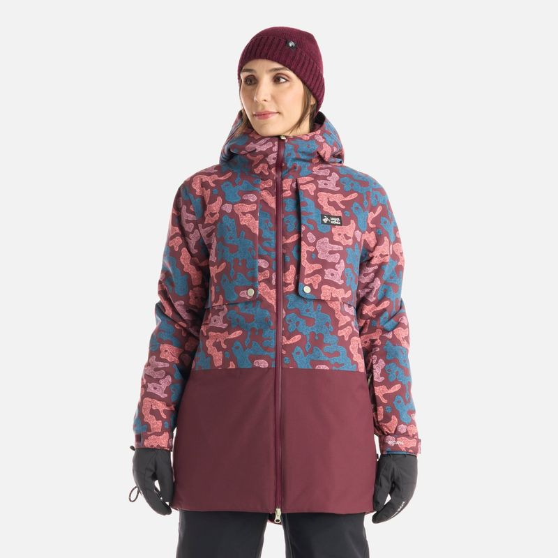 HAKA HONU - Chaqueta Mujer Yeti Print Burdeo Haka Honu