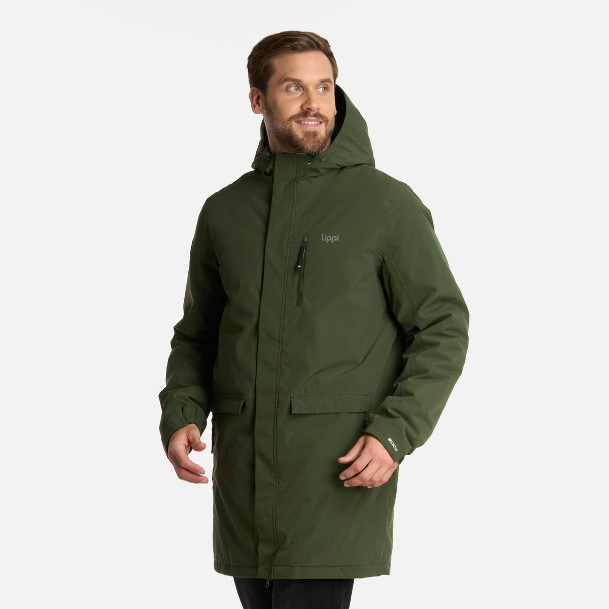 LIPPI - Chaqueta Hombre Mountains Live B-Dry Down Long Jacket Verde Militar Lippi