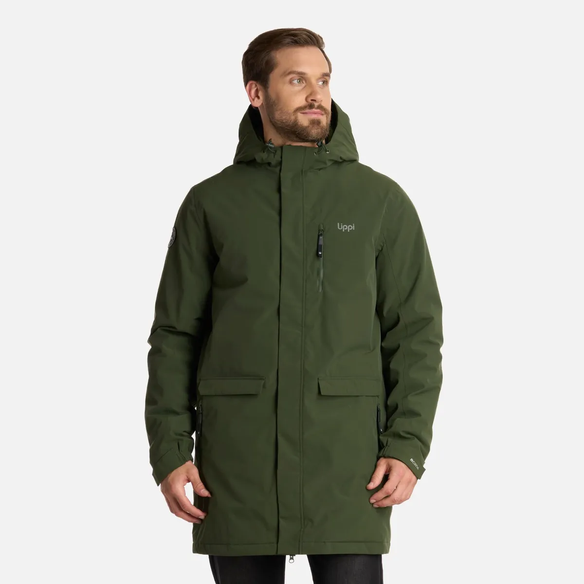 LIPPI - Chaqueta Hombre Mountains Live B-Dry Down Long Jacket Verde Militar Lippi