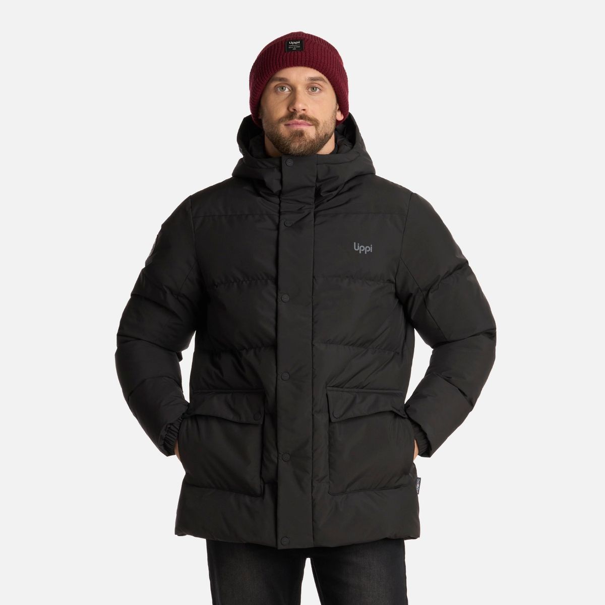 LIPPI - Chaqueta Hombre Long And Warm Steam-Pro Hoody Jacket Negro Lippi