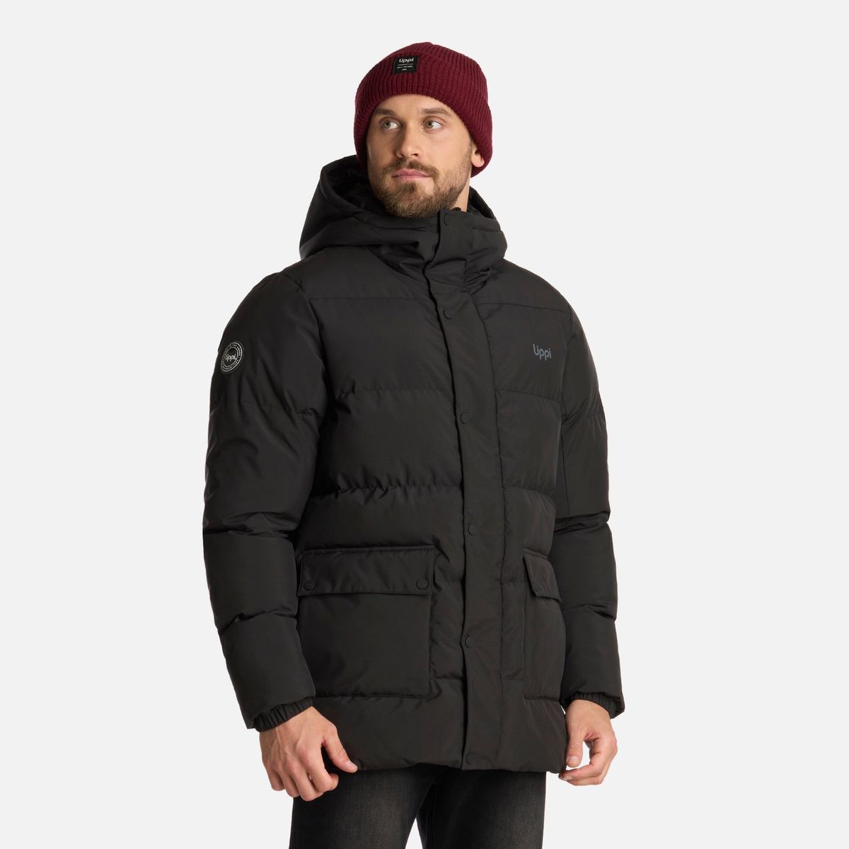 LIPPI - Chaqueta Hombre Long And Warm Steam-Pro Hoody Jacket Negro Lippi