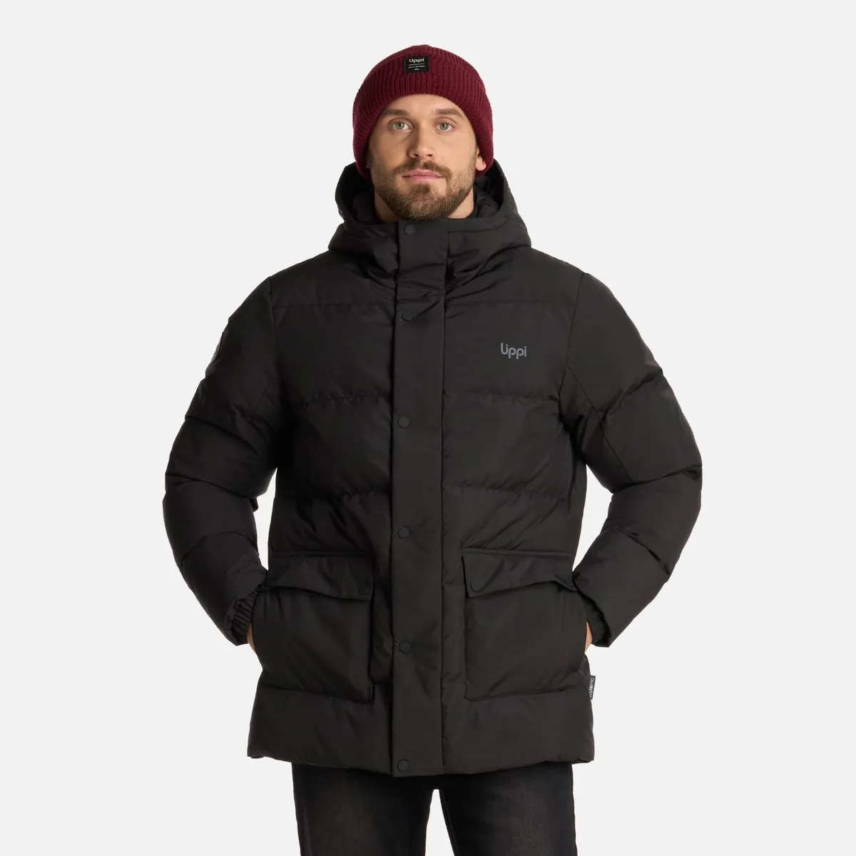 LIPPI - Chaqueta Hombre Long And Warm Steam-Pro Hoody Jacket Negro Lippi