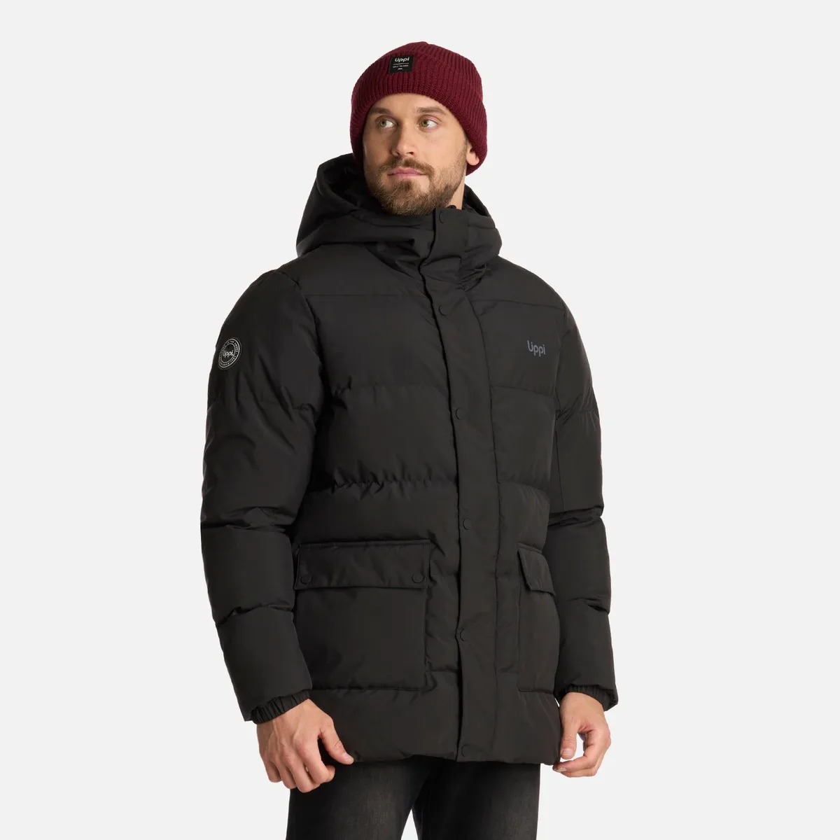 LIPPI - Chaqueta Hombre Long And Warm Steam-Pro Hoody Jacket Negro Lippi