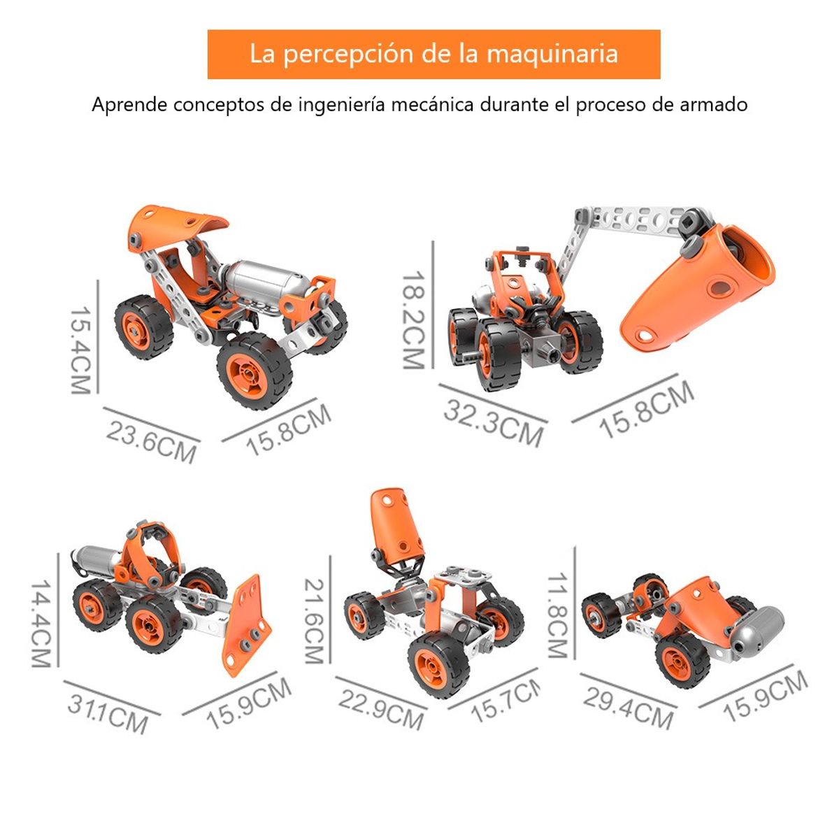 HANYE - Set De Máquinas Armables 5 En 1 - Con motor - 86 piezas