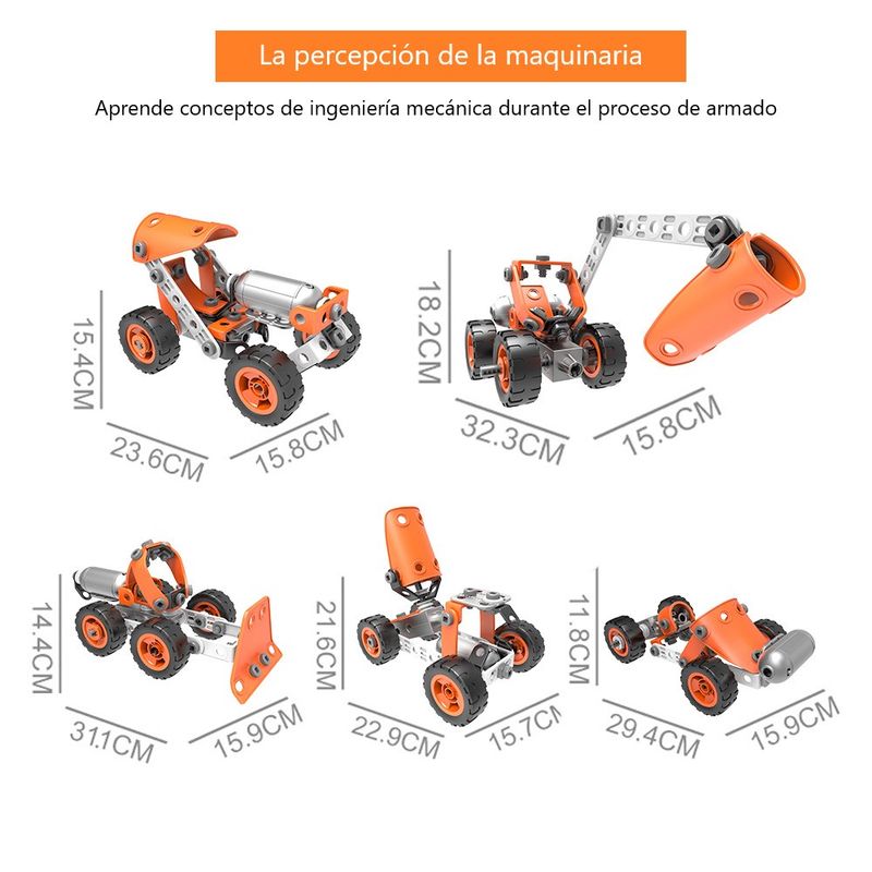 HANYE - Set De Máquinas Armables 5 En 1 - Con motor - 86 piezas