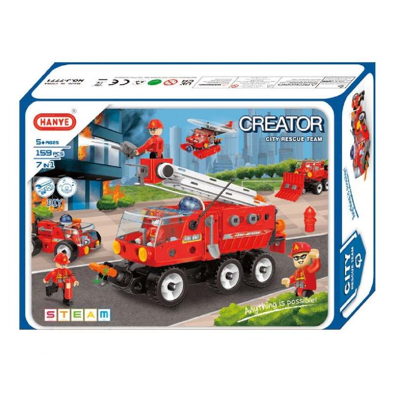 HANYE - Set armable de bomberos 7 en 1