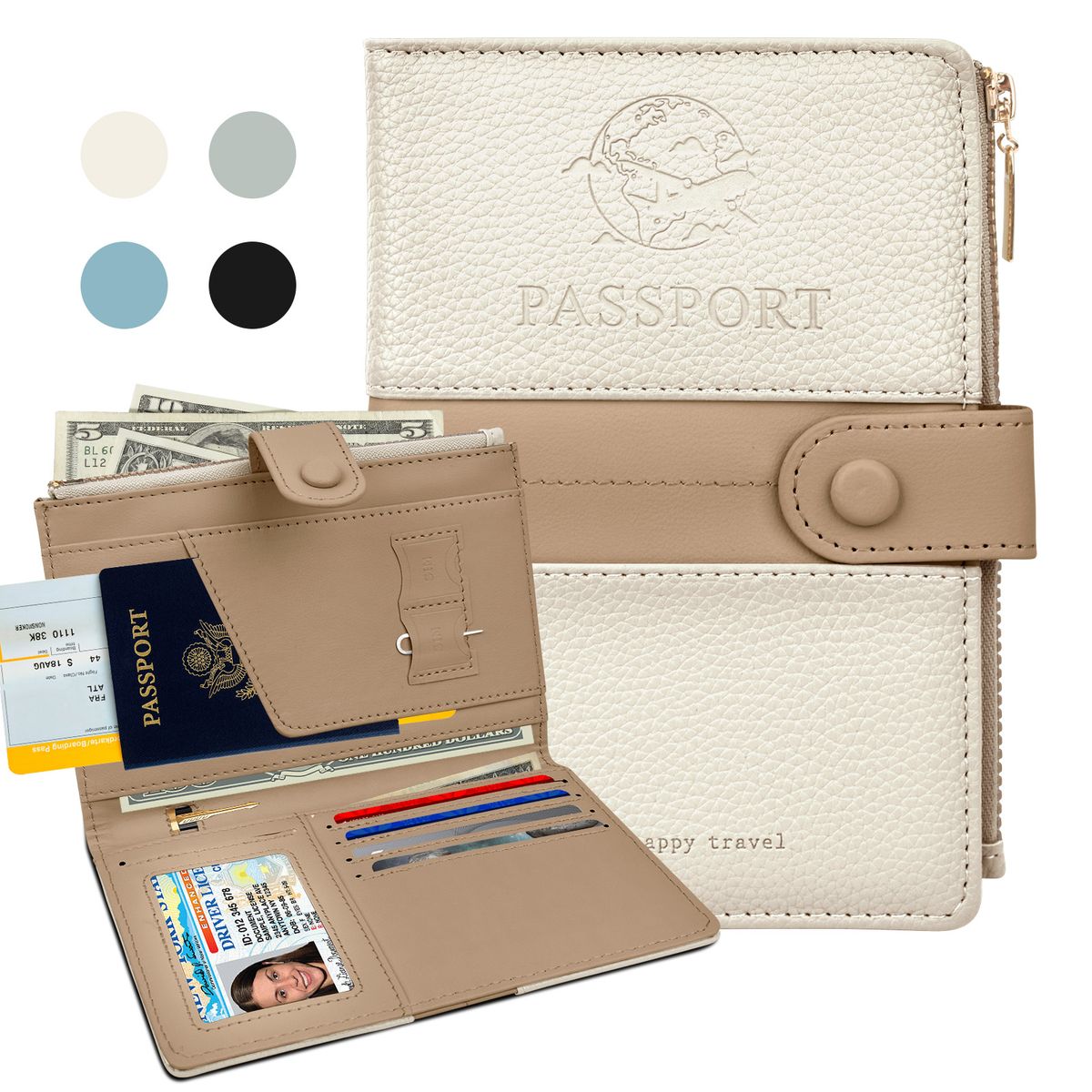 YAYKO - Porta Pasaporte Documentos Funda de Viaje con Proteccion RFID