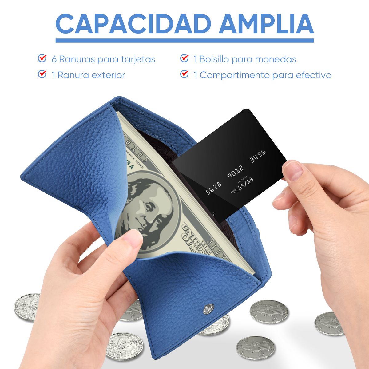 YAYKO - Billetera Tarjetero Monedero Elegante De Mujer Eco Cuero