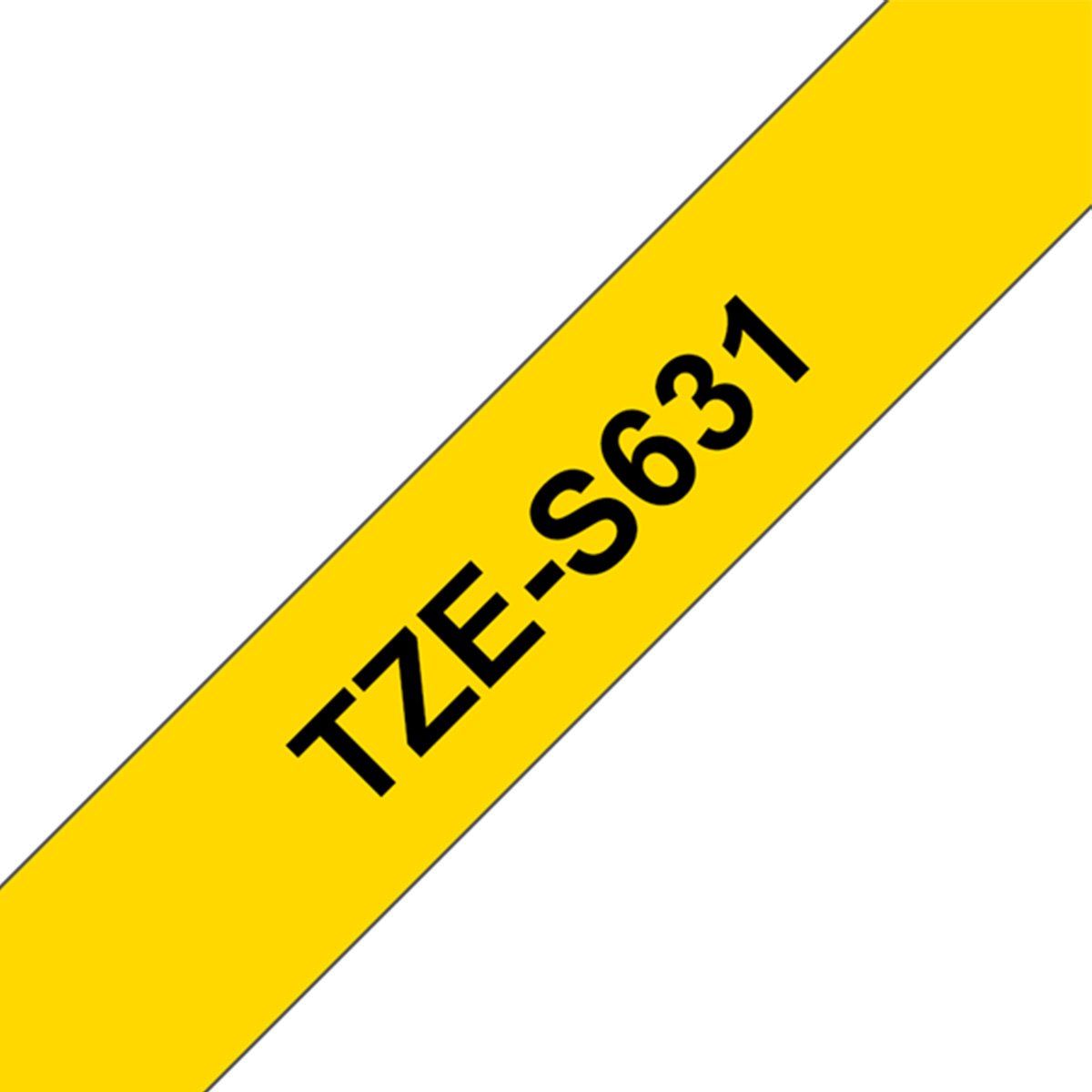 BROTHER - Cinta Brother TZeS631 adhesiva 12mm8m Amarillo texto negro