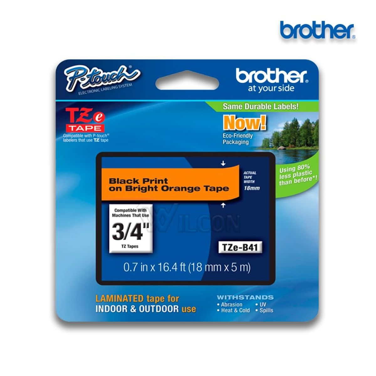 BROTHER - Cinta Brother TZe-B41 18mm x 8m negro sobre naranjo