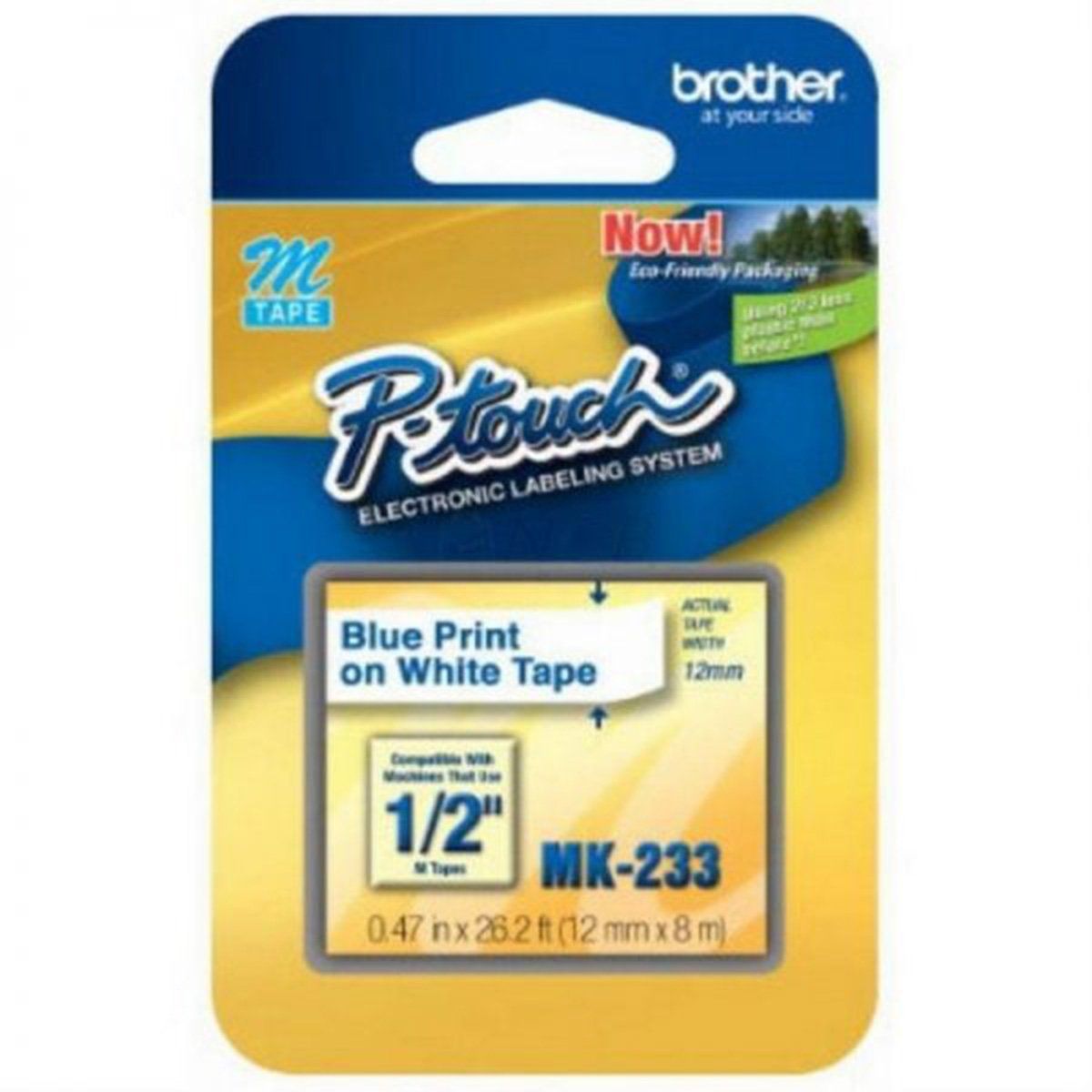 BROTHER - Cinta Etiqueta Brother MK-233 Blanca texto Azul
