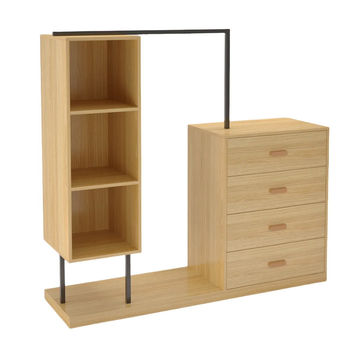 GENERICO - Clóset Con 4 Cajones Repisa Percheros 140 X 40 X 130 Cm