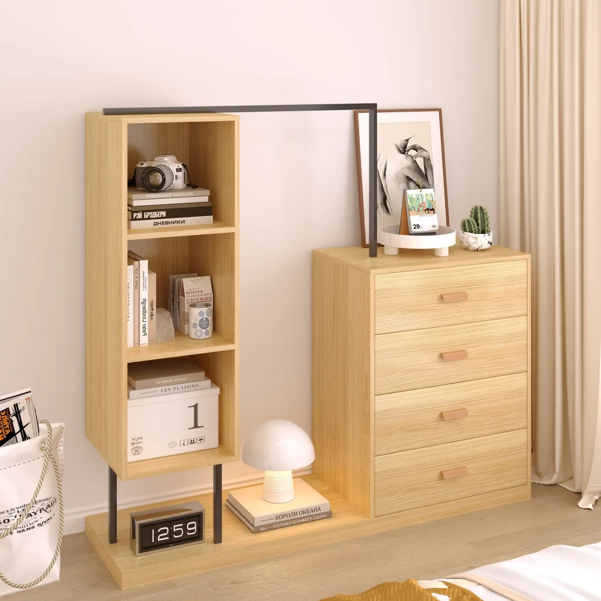 GENERICO - Clóset Con 4 Cajones Repisa Percheros 140 X 40 X 130 Cm