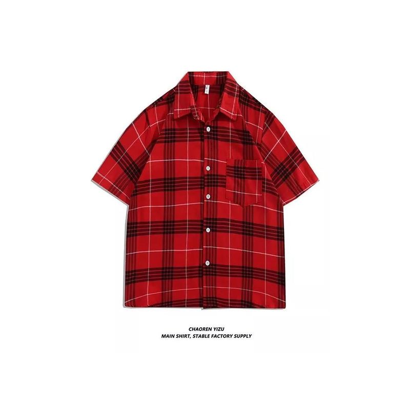 EDWINAYY - Hombre Camisa Cuadros Camisa Le?adora Hombre Verano Camisa