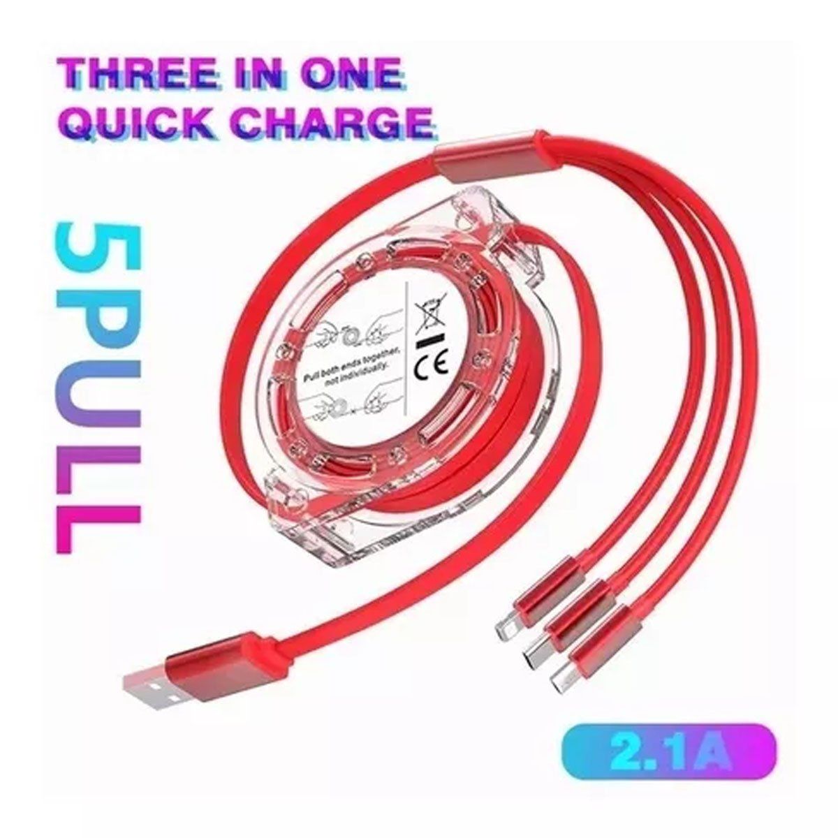 EDWINAYY - Cable 3 En 1 Usb Cargador Para Android iPhone Tipo-c 1m