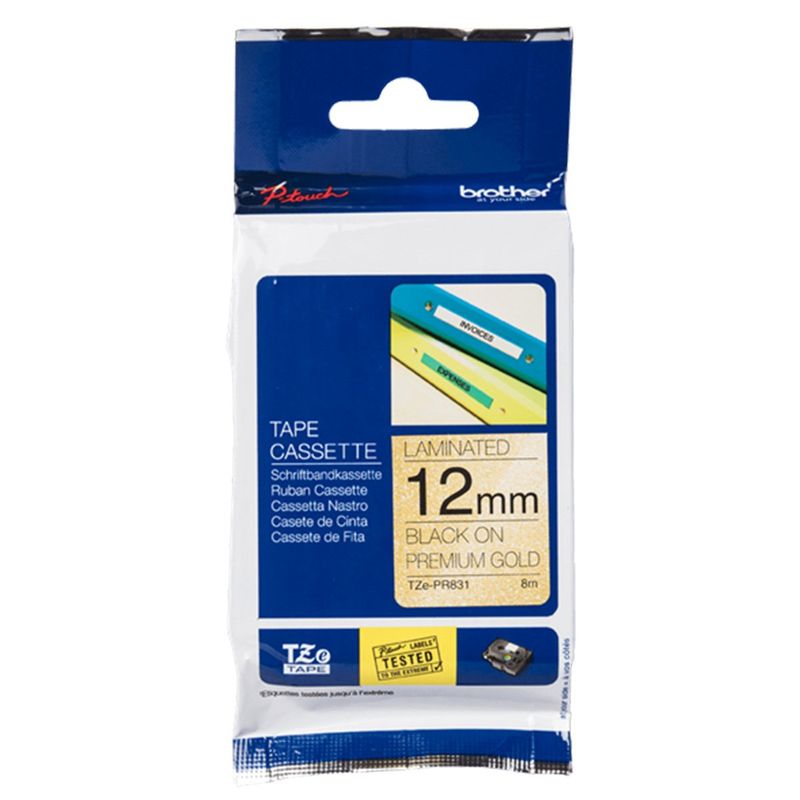 BROTHER - Cinta TZe-PR831 adhesiva 12mm x 4mts dorado glitter
