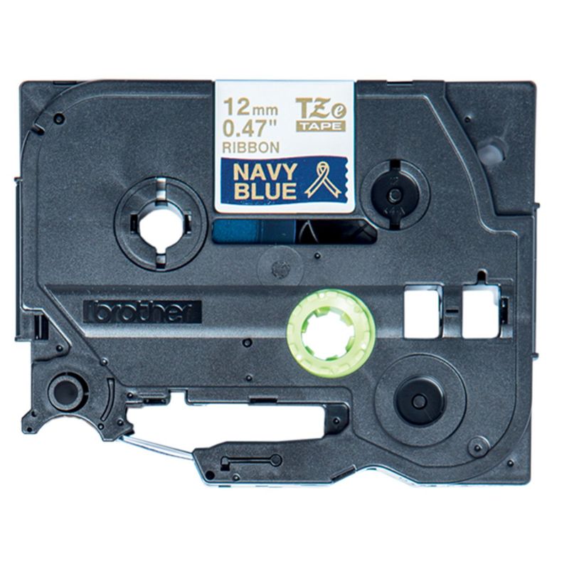 BROTHER - Cinta TZE-RN34 satin 12mm x 4mts Azul texto dorado