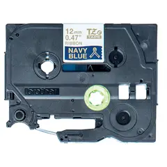 BROTHER - Cinta TZE-RN34 satin 12mm x 4mts Azul texto dorado