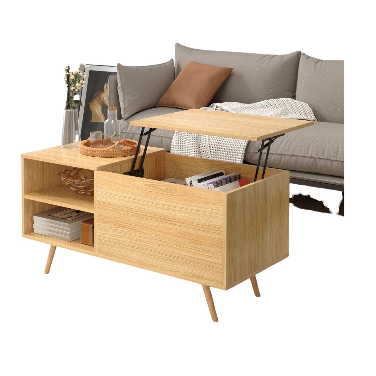 GENERICO - Mesa De Centro Elevable Para Living 100 X 45 X 50 Cm