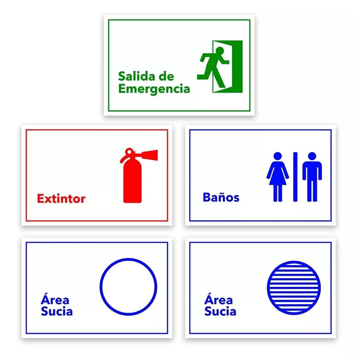 KUANGYE - Pack 10 Adhesivos Area Limpia + A Sucia + Baños Etc 30 X 20