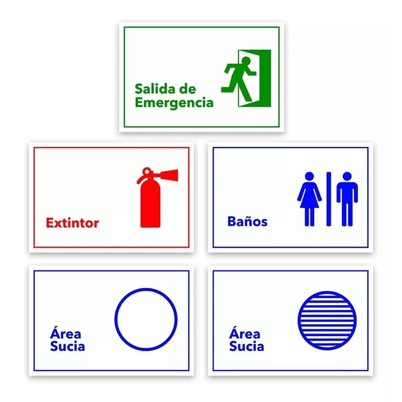 KUANGYE - Pack 10 Adhesivos Area Limpia + A Sucia + Baños Etc 30 X 20