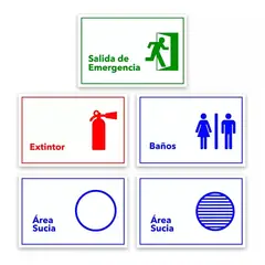 KUANGYE - Pack 10 Adhesivos Area Limpia + A Sucia + Baños Etc 30 X 20