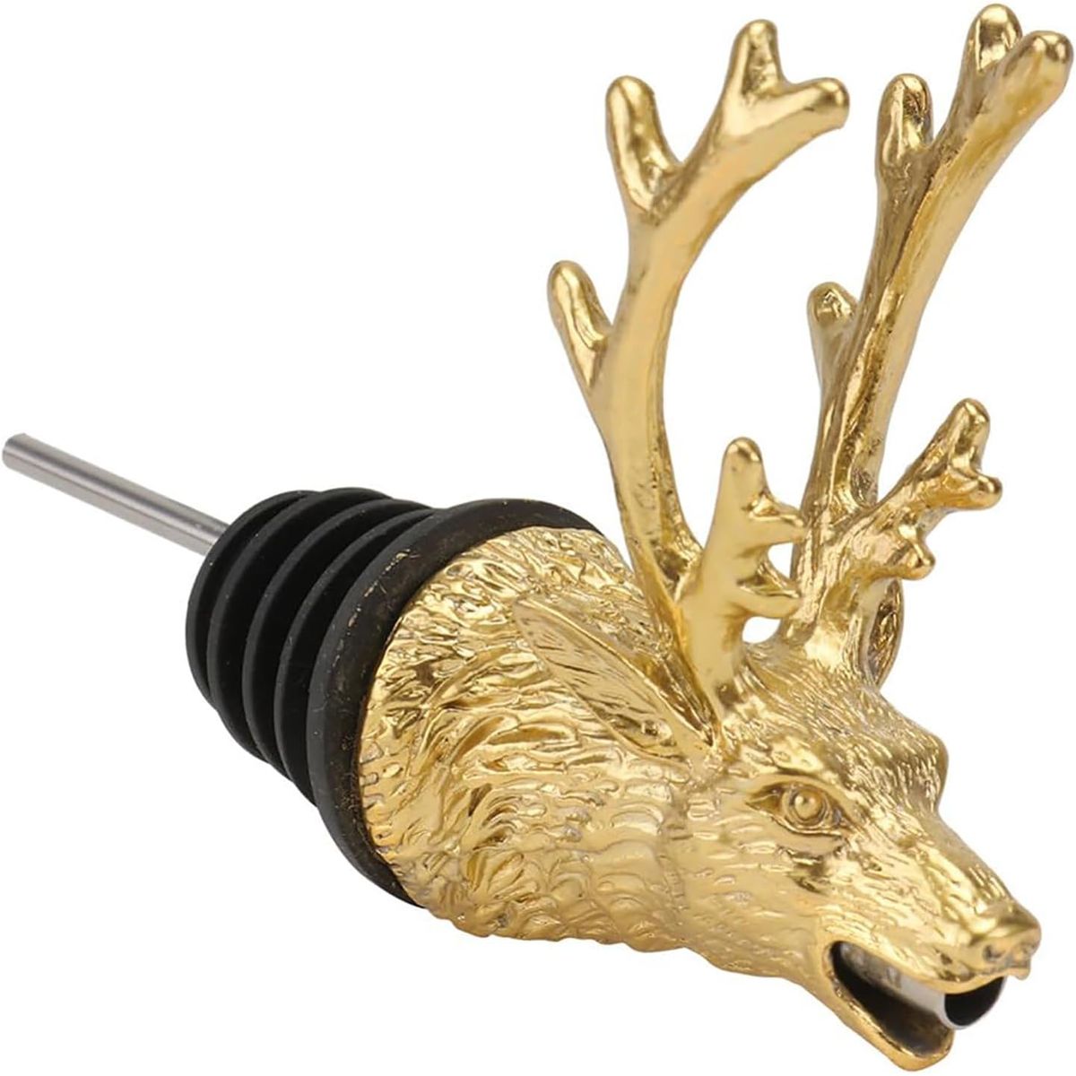 KUANGYE - Tapón De Vino Con Forma De Cabeza De Ciervo Dorada Dispensador Licor