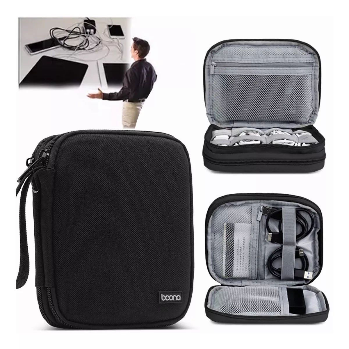 EDWINAYY - Estuche Organizador De Cables Cargador Audífonos Bolso Viaje