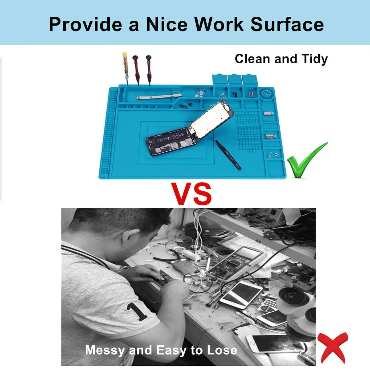 KUANGYE - Tapete Antiestatico Área De Trabajo 45 X 30 Cm Silicon