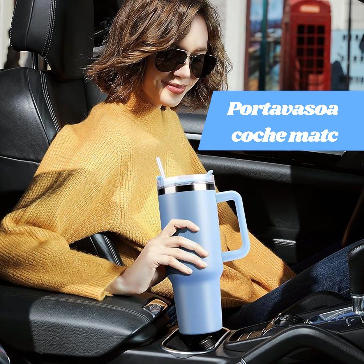 GENERICO - 40oz Vaso Térmico De Acero Inoxidable Con Tapa Popote-Azul